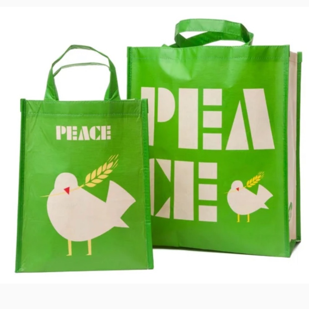 Peace and Bird-Themed Tote reusable shopping bag, Whole Foods,New condition rare